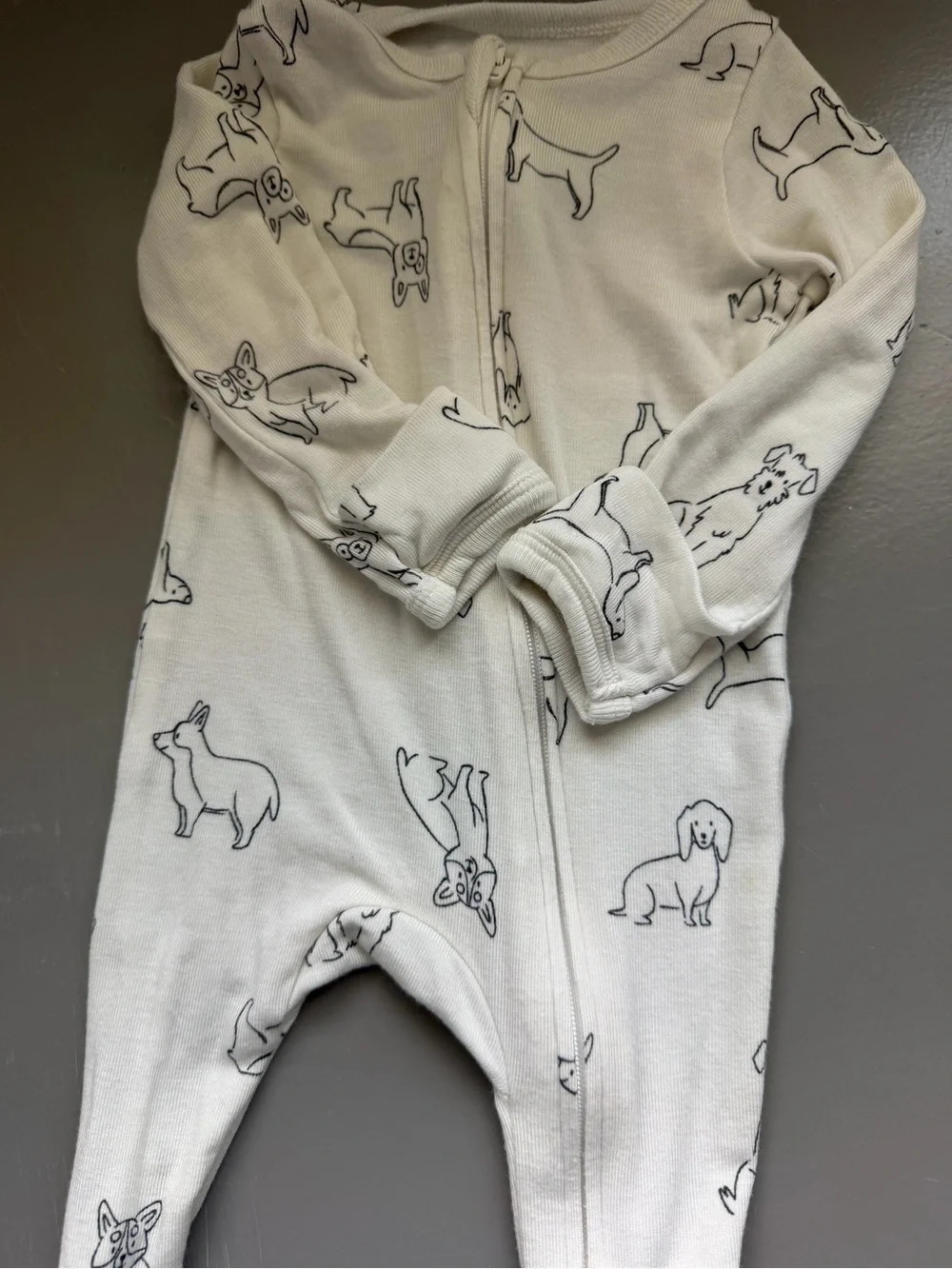 cloud island Cream Footed One-Piece with Dog Print